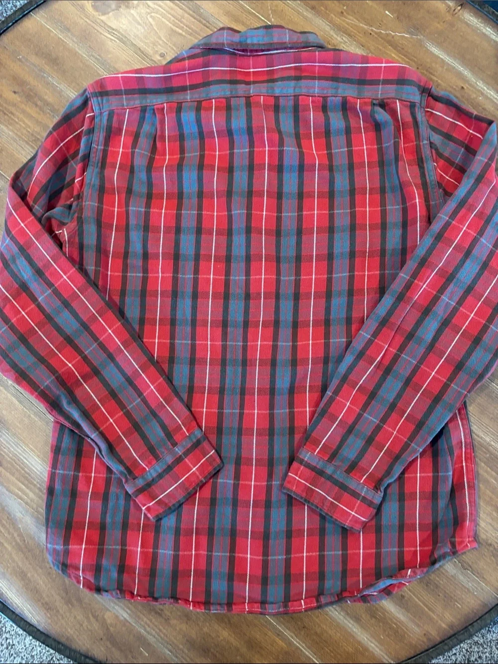 J.Crew Men's Red Plaid Slim Flannel Button Down Shirt - Large